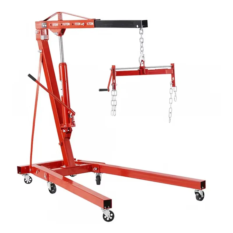 Heavy Equipment Jack Stands - 2 Ton Hydraulic Folding Engine Crane